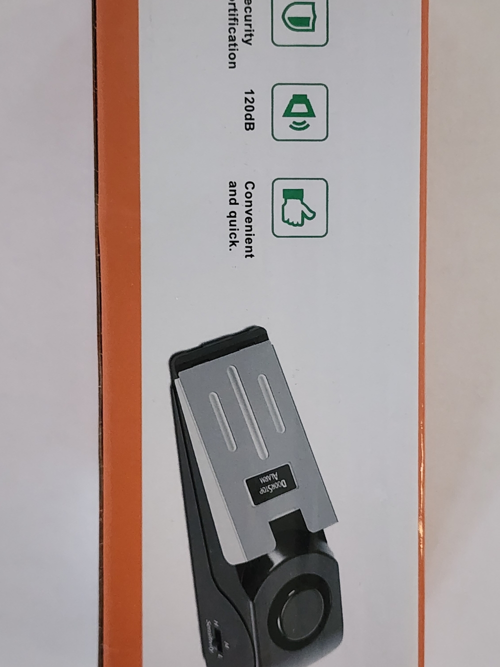 Silver and Black Doorstop Alarm